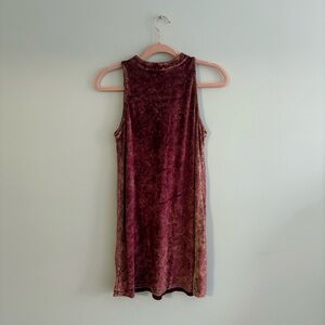 Peach Love California Crushed Velvet Dress in Dark Mauve